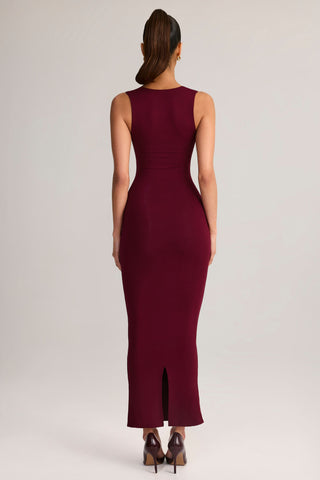 Modal Square-Neck Midi Dress in Wine