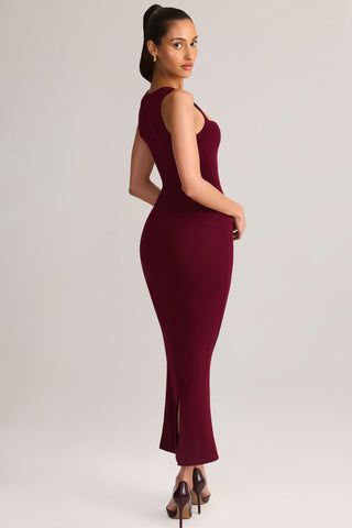 Modal Square-Neck Midi Dress in Wine