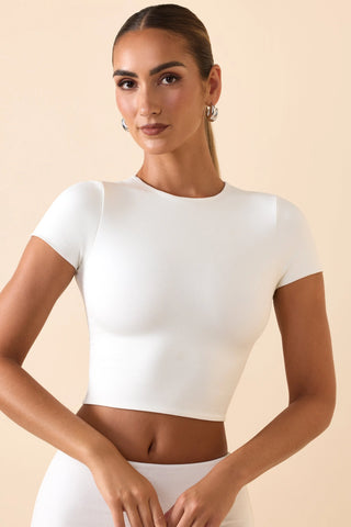 Cap Sleeve Crop Top in White