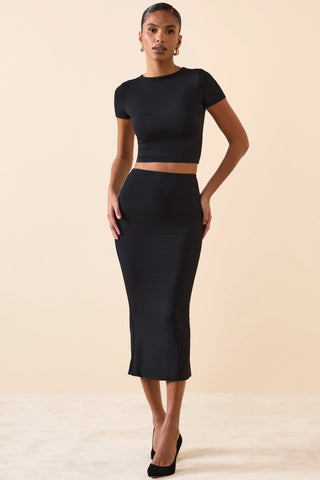 Cap Sleeve Crop Top in Black