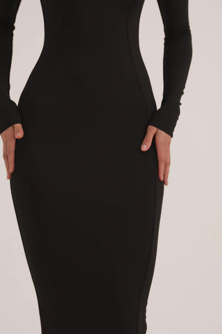 Modal Square-Neck Maxi Dress in Black