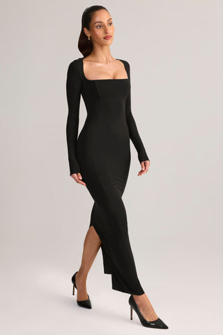 Modal Square-Neck Maxi Dress in Black