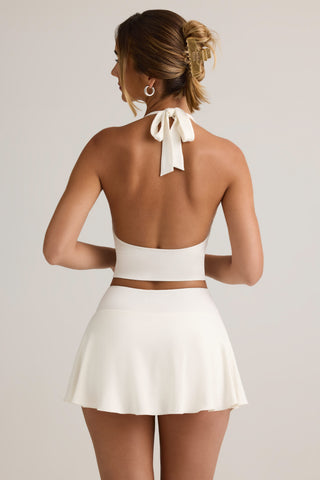 Modal Ruched Low-Rise Mini Skort in White