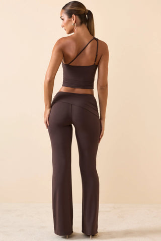 Mid-Rise Straight-Leg Trousers in Chocolate Brown