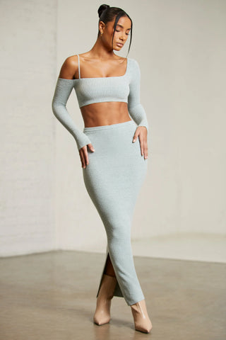 Low Rise Maxi Skirt in Green