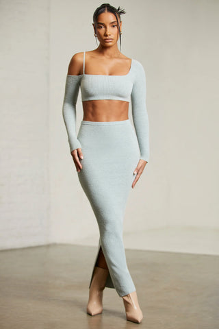 Low Rise Maxi Skirt in Green