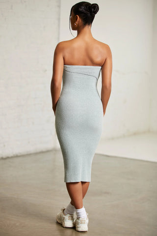 Overlap Bandeau Midi Dress in Green