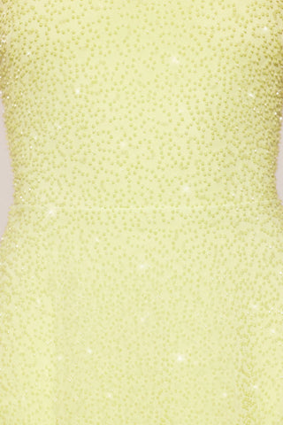 Embellished Multi Wear A-Line Mini Dress in Lime Green