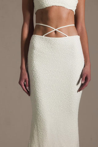 Embellished Strappy Maxi Skirt in White