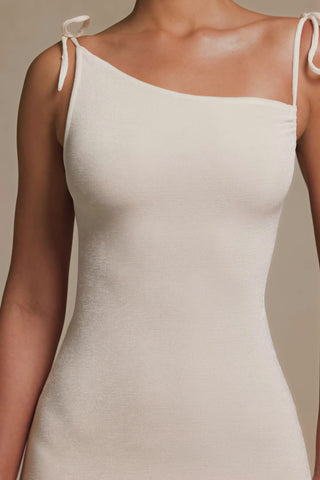 Textured Jersey Backless Maxi Dress in Ivory