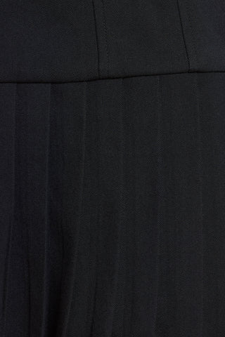 Brushed Twill Drop Waist Kilt Mini Dress in Black