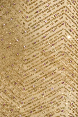 Embellished Cowl-Neck Maxi Dress in Gold