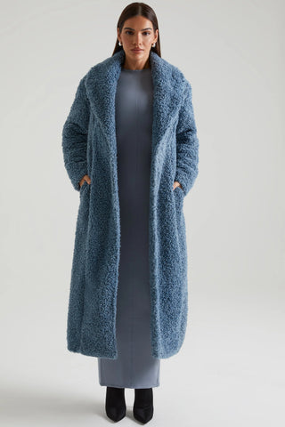 Long Shearling Coat in Blue