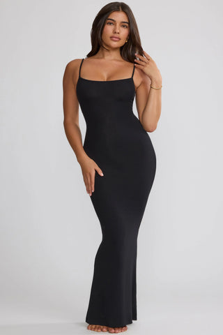 Modal Scoop-Neck Maxi Dress in Black