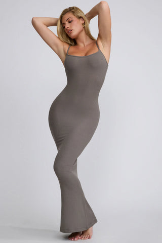 Modal Scoop-Neck Maxi Dress in Grey