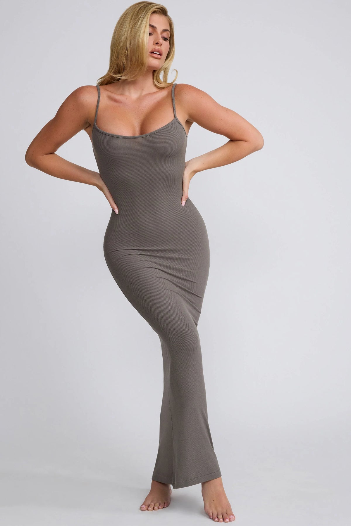 Modal Scoop-Neck Maxi Dress in Grey