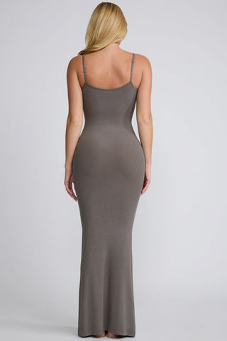Modal Scoop-Neck Maxi Dress in Grey