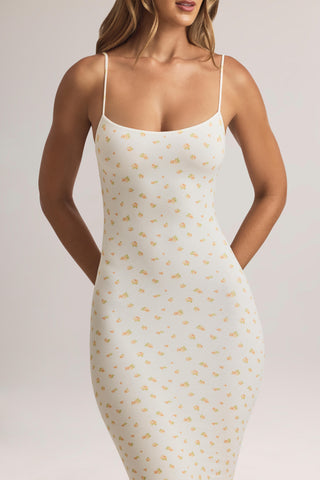 Modal Scoop-Neck Maxi Dress in Floral Print