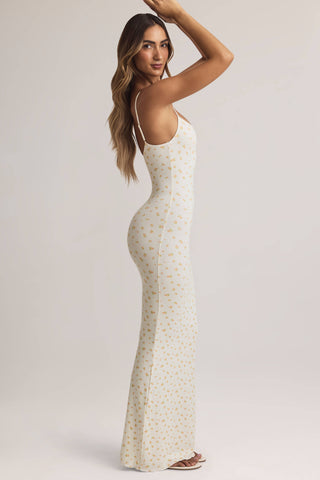 Modal Scoop-Neck Maxi Dress in Floral Print