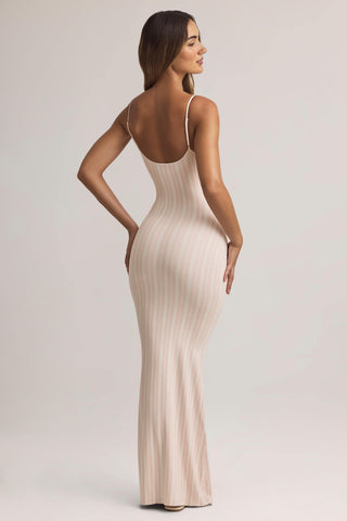 Modal Scoop-Neck Maxi Dress in Stripe Print