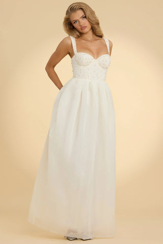 Embellished Corset Gown in White