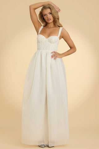 Embellished Corset Gown in White