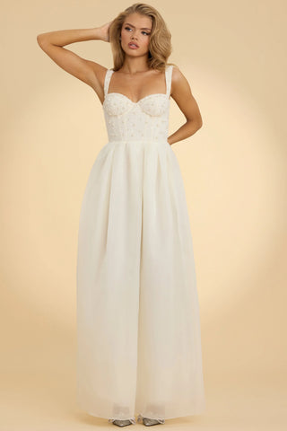 Embellished Corset Gown in White