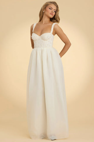 Embellished Corset Gown in White