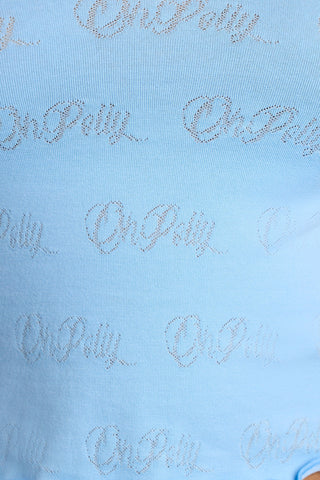 Mid Rise Pointelle Mini Shorts in Baby Blue