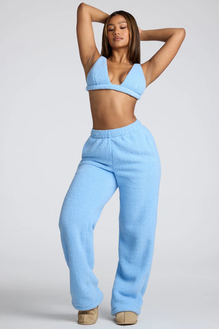 V Neck Fleece Bralette in Baby Blue