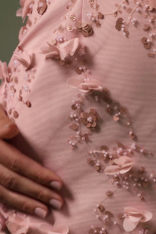 Embellished Corset Mini Dress in Dusty Rose