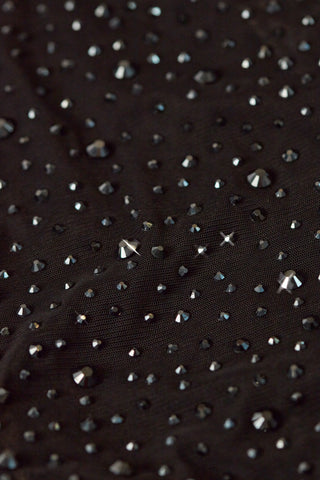 Embellished Cut-Out Mini Dress in Black