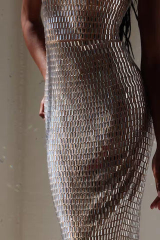 Embellished Bandeau Maxi Dress in Almond