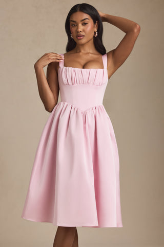 Draped Corset Midaxi Dress in Blush