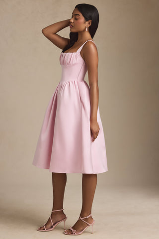 Draped Corset Midaxi Dress in Blush