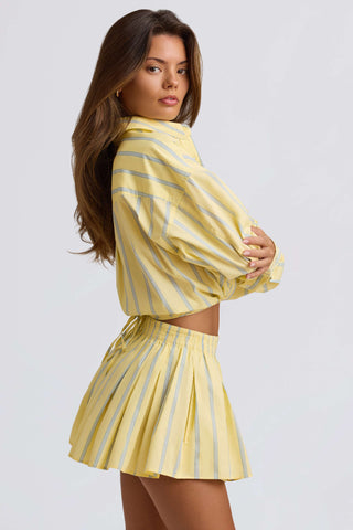 Cotton Poplin Stripe Multiway Cropped Shirt in Yellow Stripe