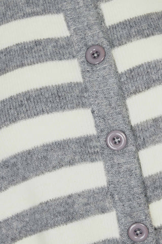 Soft Knit Stripe Cropped Cardigan in Grey Stripe