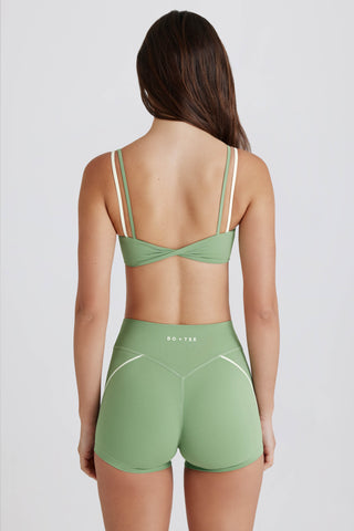Soft Active Twist-Front Mini Shorts in Green