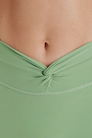 Soft Active Twist-Front Mini Shorts in Green
