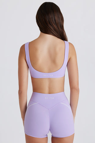 Soft Active Twist-Front Mini Shorts in Lilac