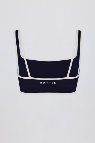 Soft Active Contrast Sports Bra in Classic Navy