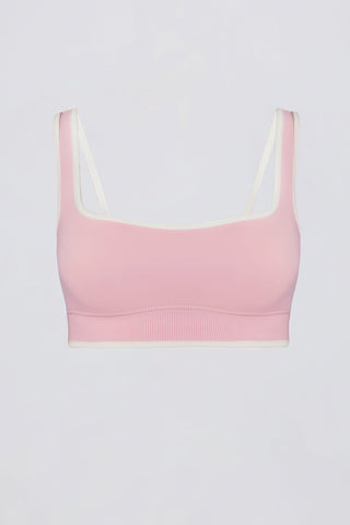 Soft Active Contrast Sports Bra in Powder Pink