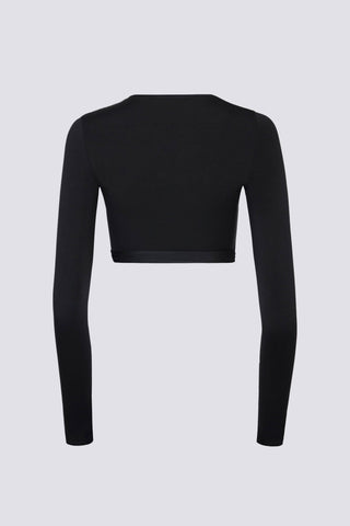 Soft Jersey Wrap Crop Top in Black