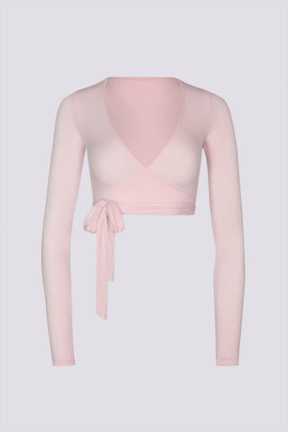 Soft Jersey Wrap Crop Top in Ballet Pink