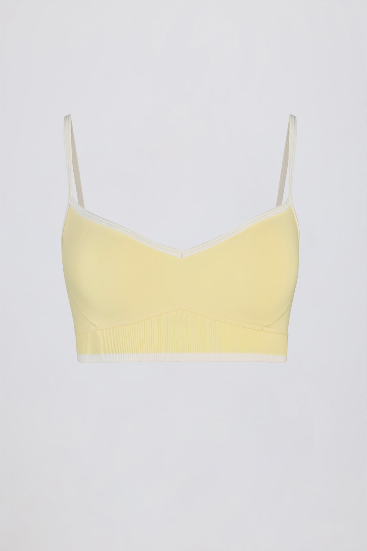 Soft Active Sweetheart-Neck Contrast Sports Bra in Soft Yellow