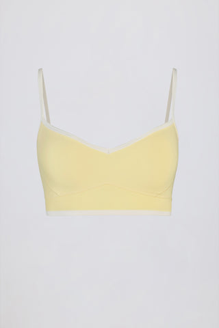 Soft Active Sweetheart-Neck Contrast Sports Bra in Soft Yellow