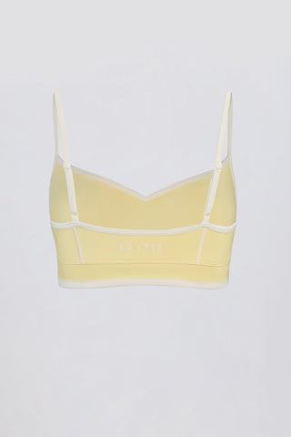 Soft Active Sweetheart-Neck Contrast Sports Bra in Soft Yellow