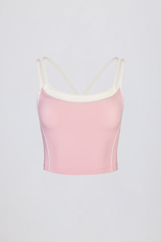Soft Active Layered Tank Top in Powder Pink