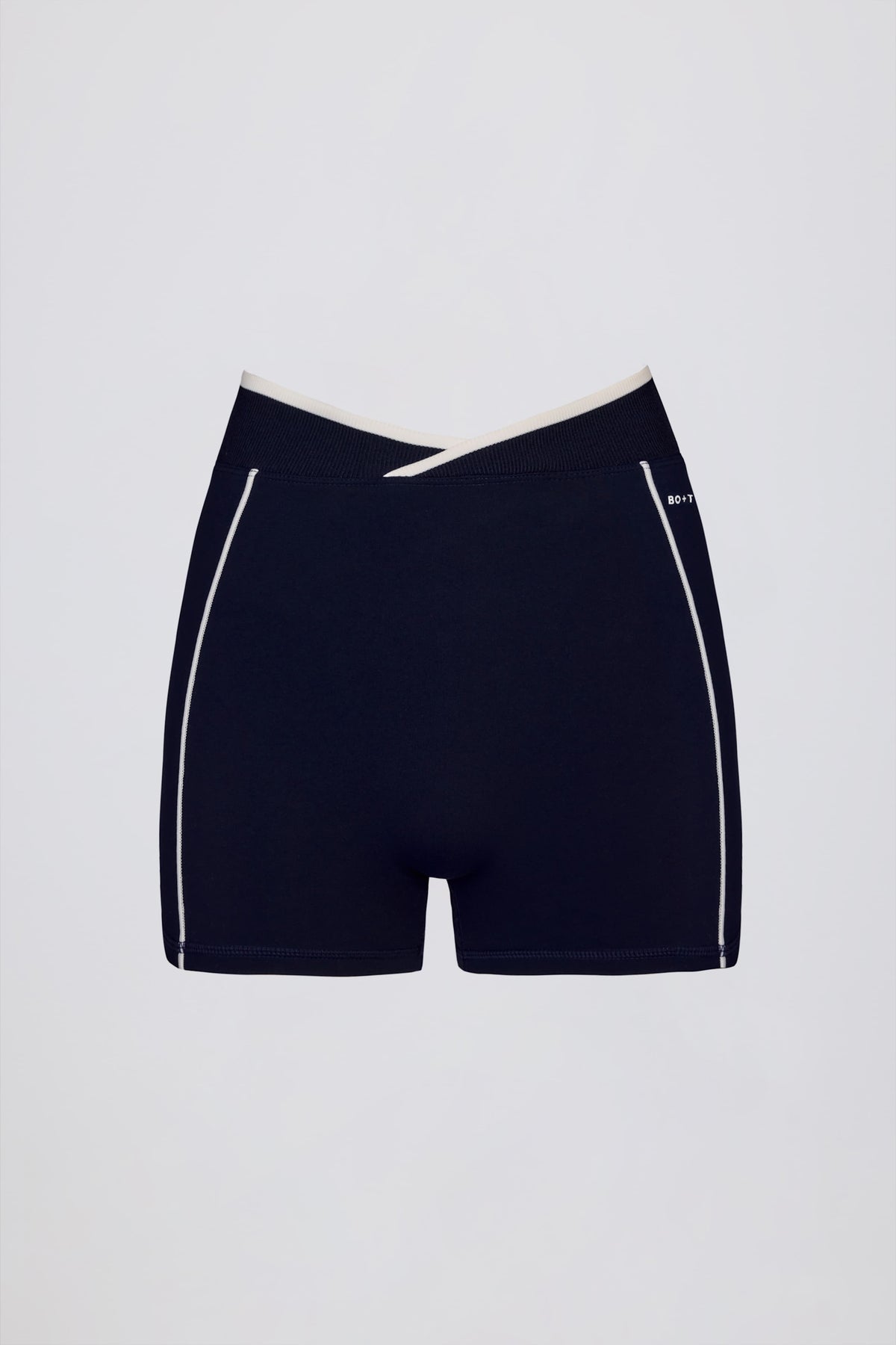 Soft Active Wrapover Contrast Mini Shorts in Classic Navy