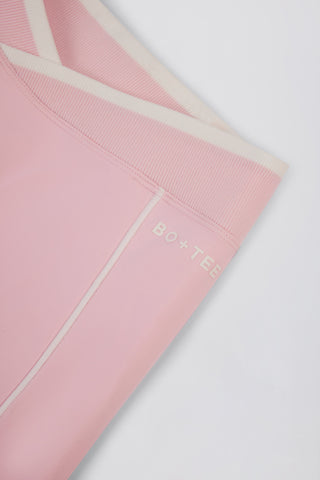 Soft Active Wrapover Contrast Mini Shorts in Powder Pink
